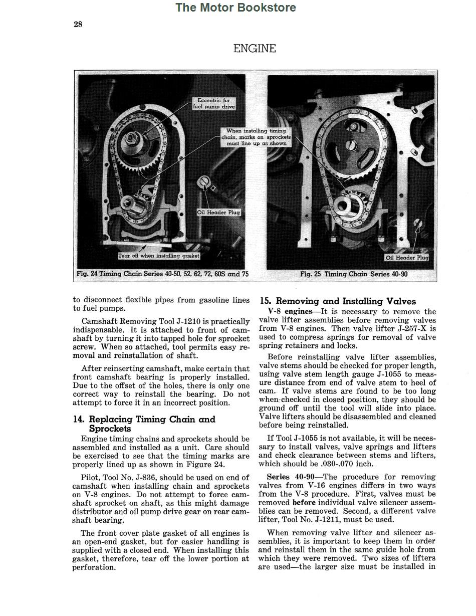 1940 Cadillac and La Salle Shop Manual Supplement Sample Page - Engine