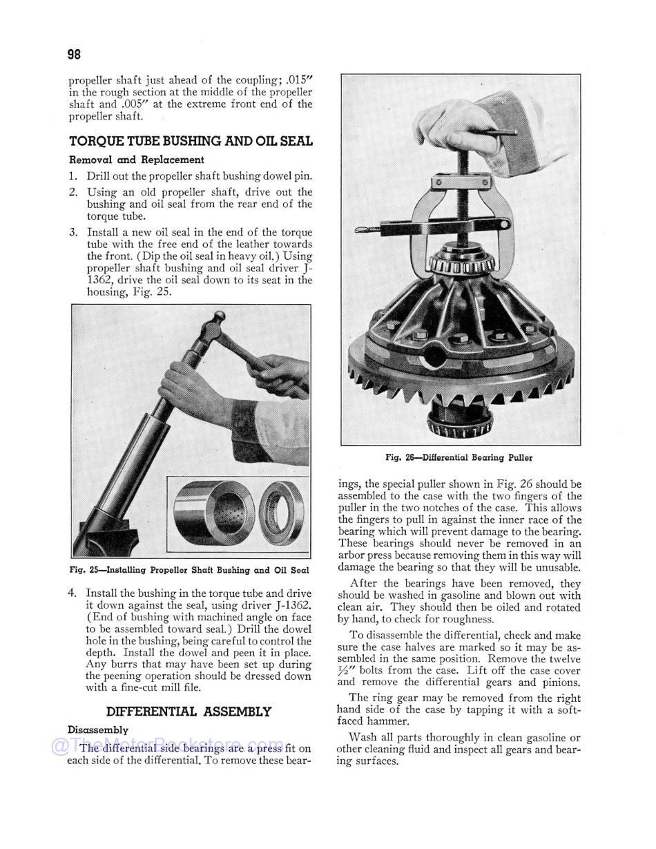 1940 Chevrolet Shop Manual Sample Page - Differential Section