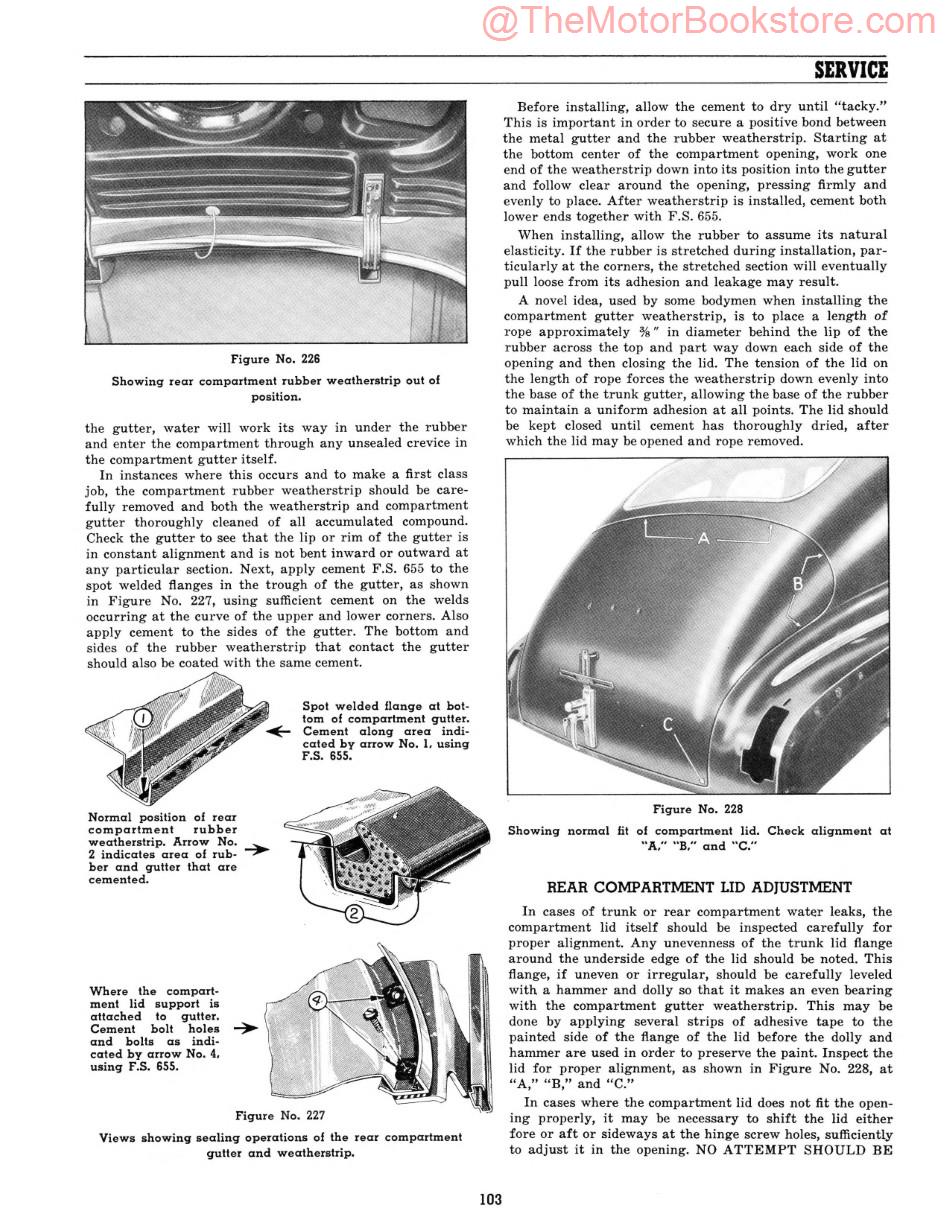 1941-42 Fisher Body Service Manual  Sample Page - Lid Adjustment and Rear Compartment