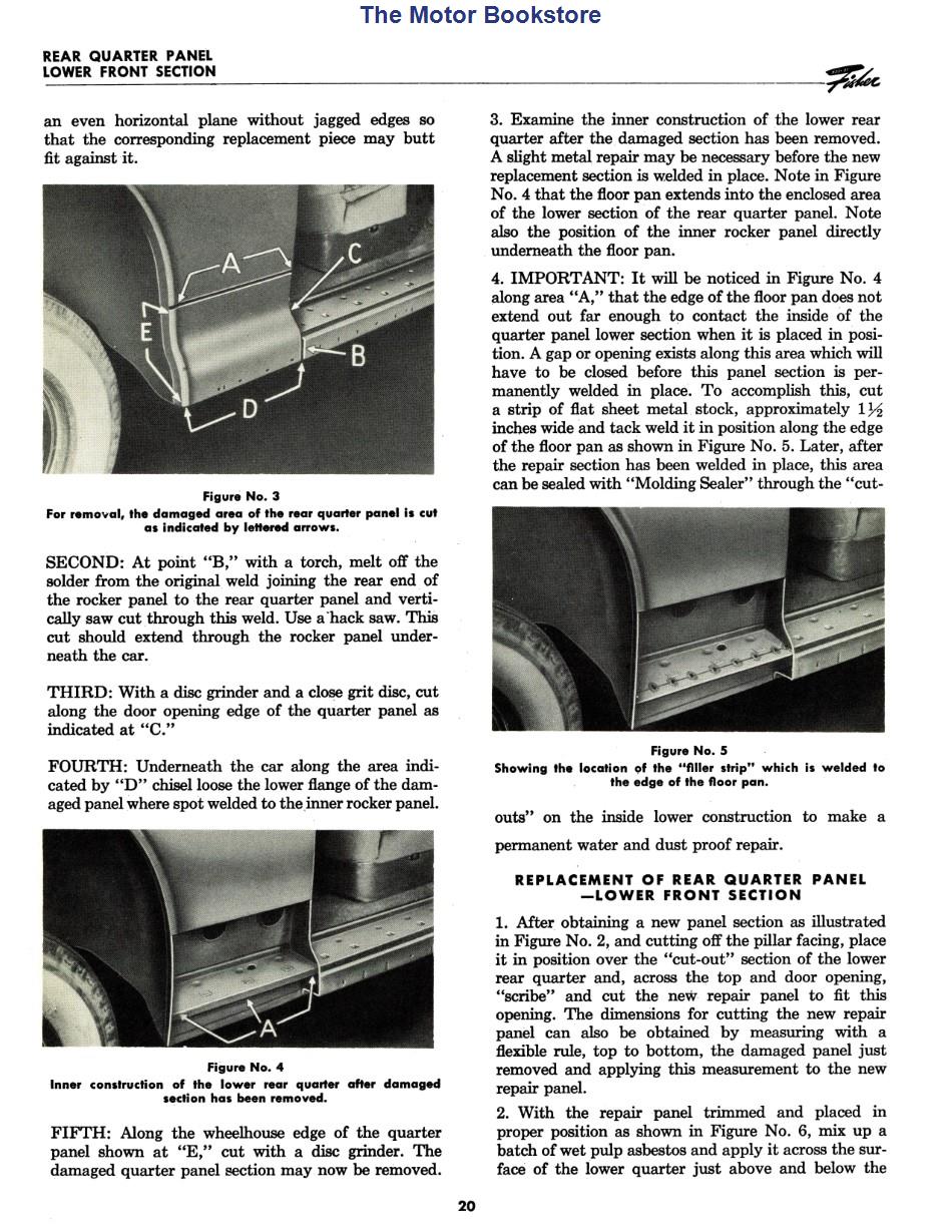 1941 - 1942 Fisher Body Sheet Metal Service Manual Sample Page - Rear Quarter Panel Lower Front Section