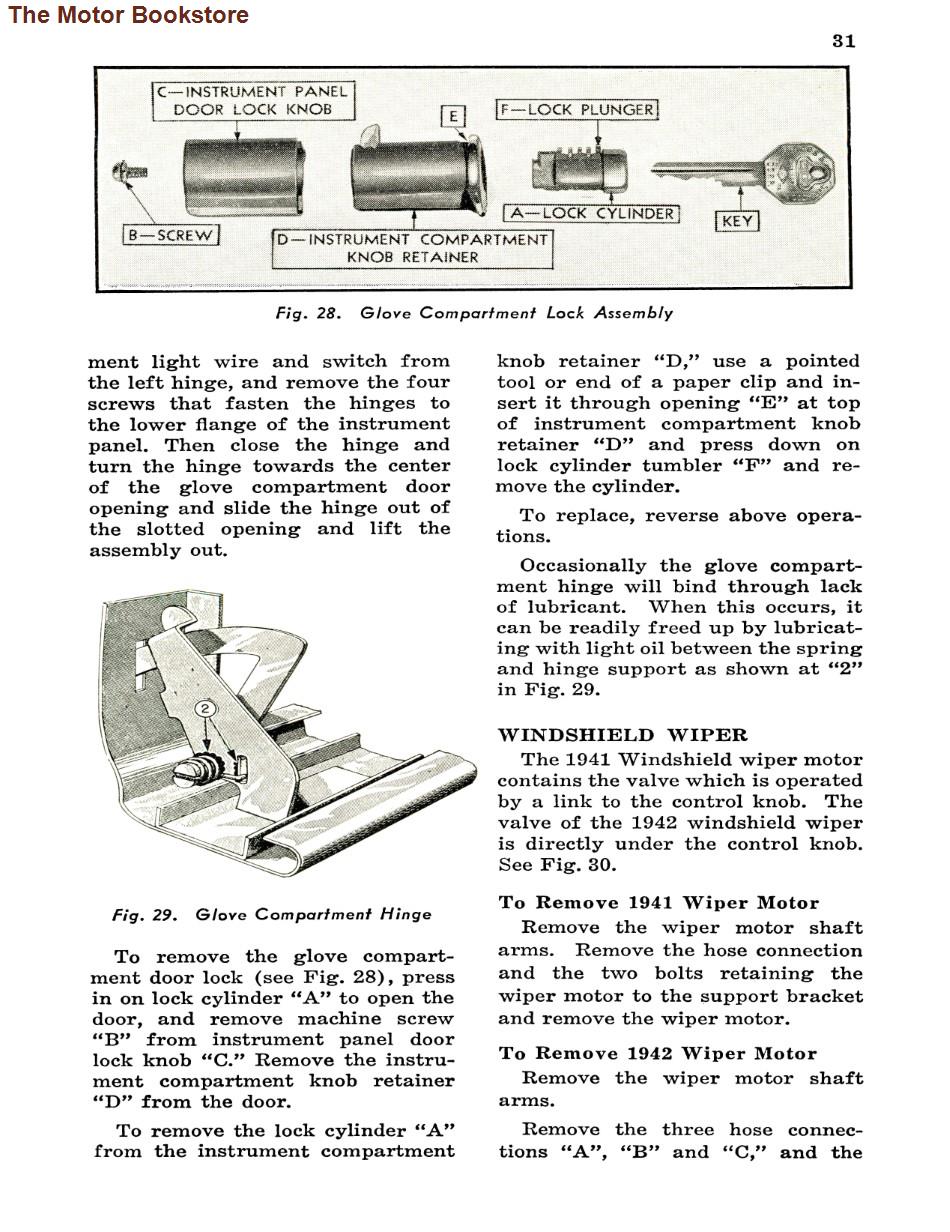 1941 -1942  Pontiac Shop Manual Sample Page - Glove Compartment