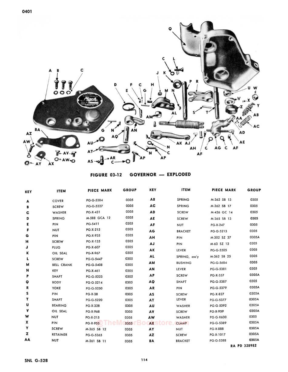 1942-44 Military Mack Cargo Truck Parts CatalogSample Page - Governor