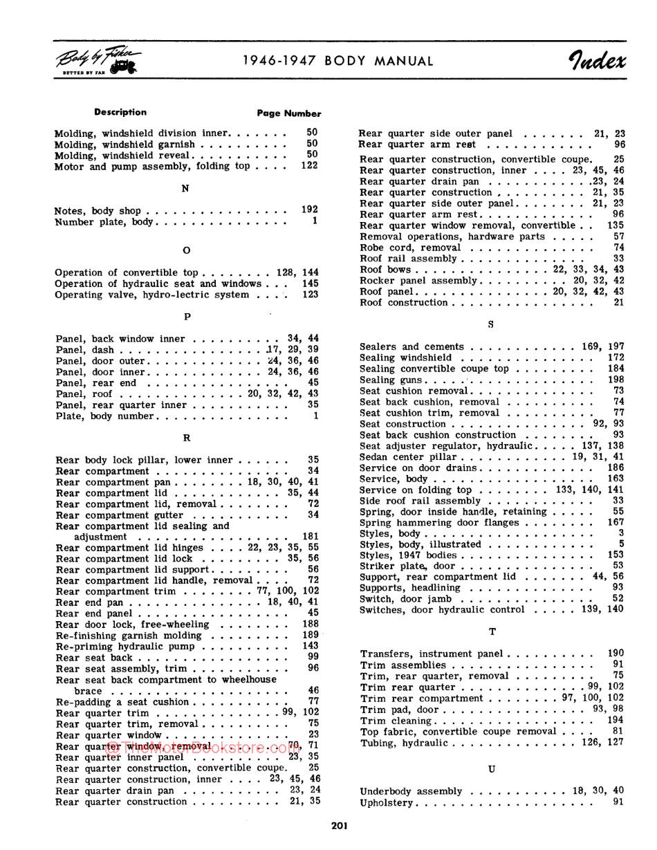 1946 - 1947 Fisher Body Service Manual