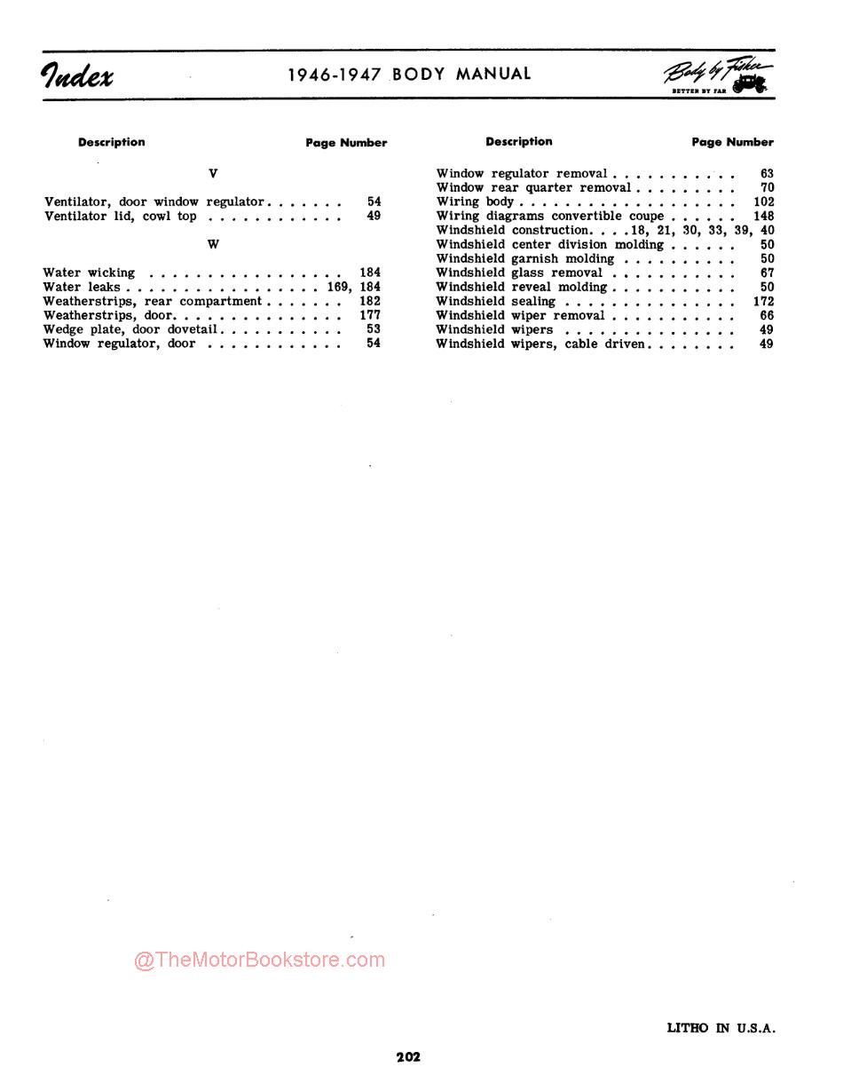 1946 - 1947 Fisher Body Service Manual