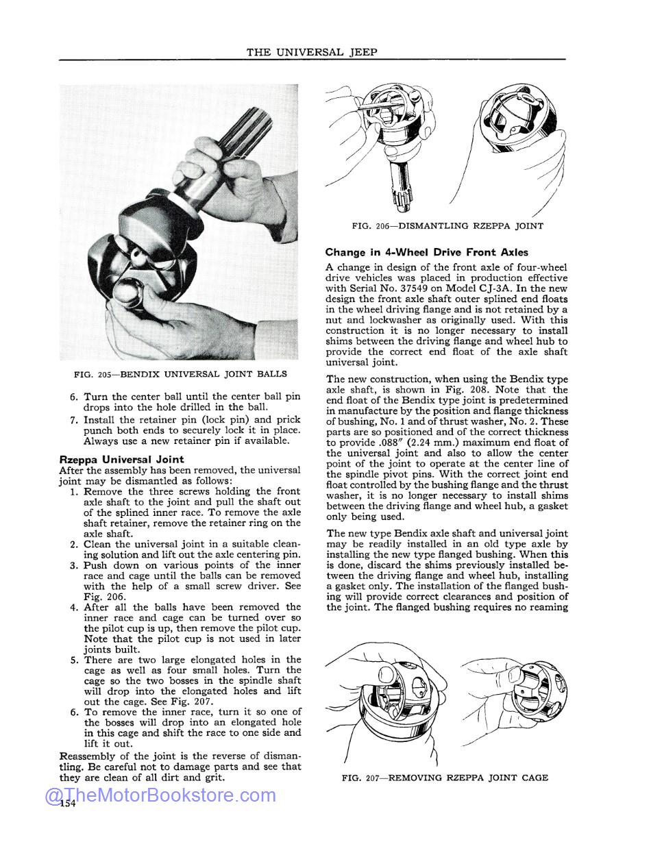 1946 - 1957 Jeep Shop Manual Sample Page  - Front Axles