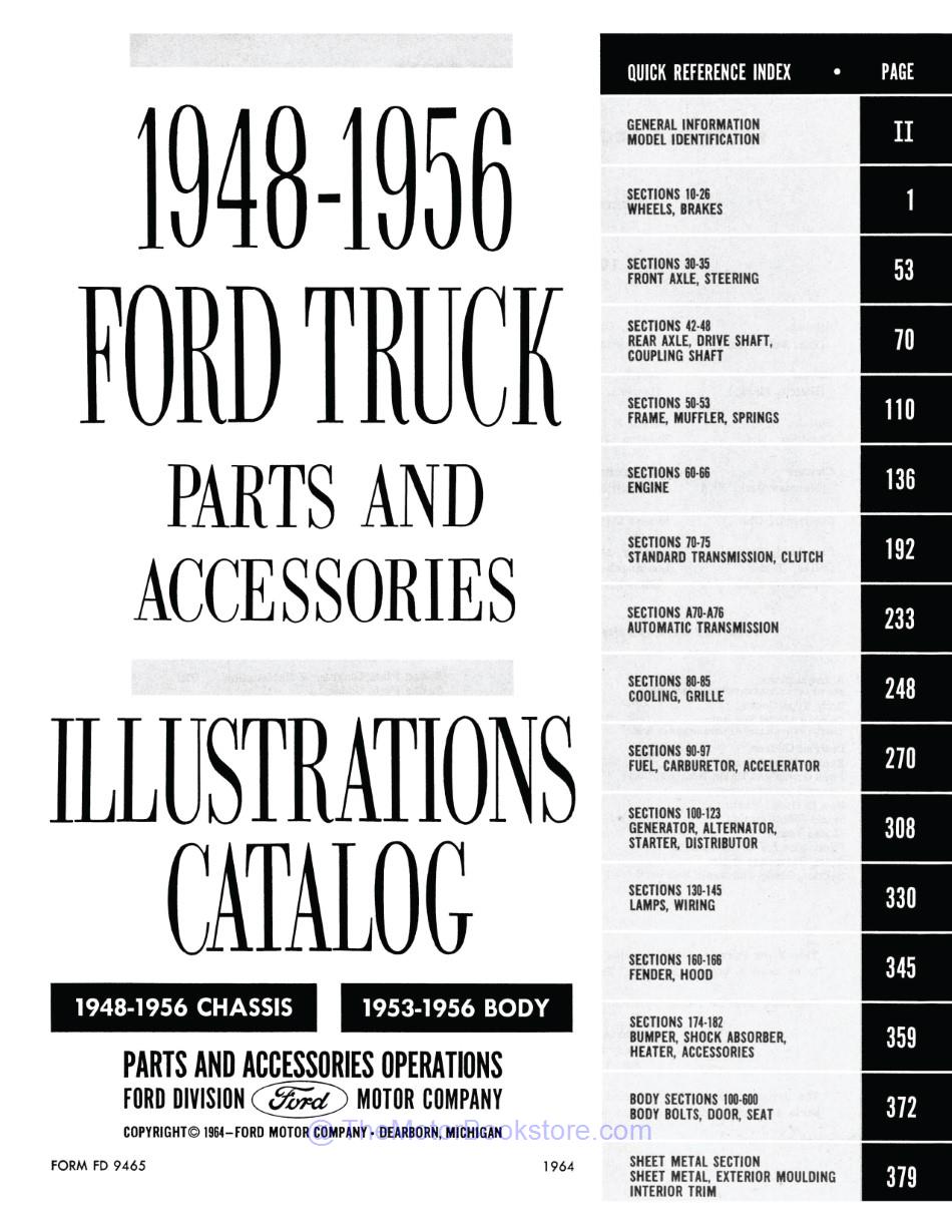 1948 - 1956 Ford Truck Parts & Accessories Text & Illustrations Catalog Set  - Table of Contents 2