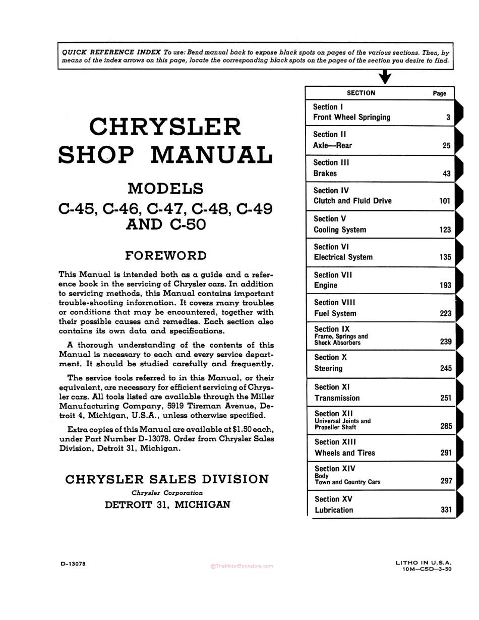 1949-1950 chrysler shop manual