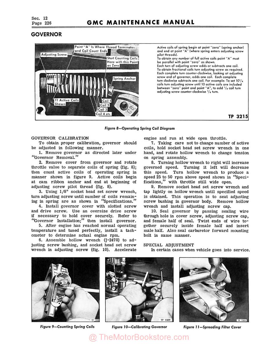 1949 - 1950 GMC Truck 100-450 Maintenance Manual - Sample Page - Governor