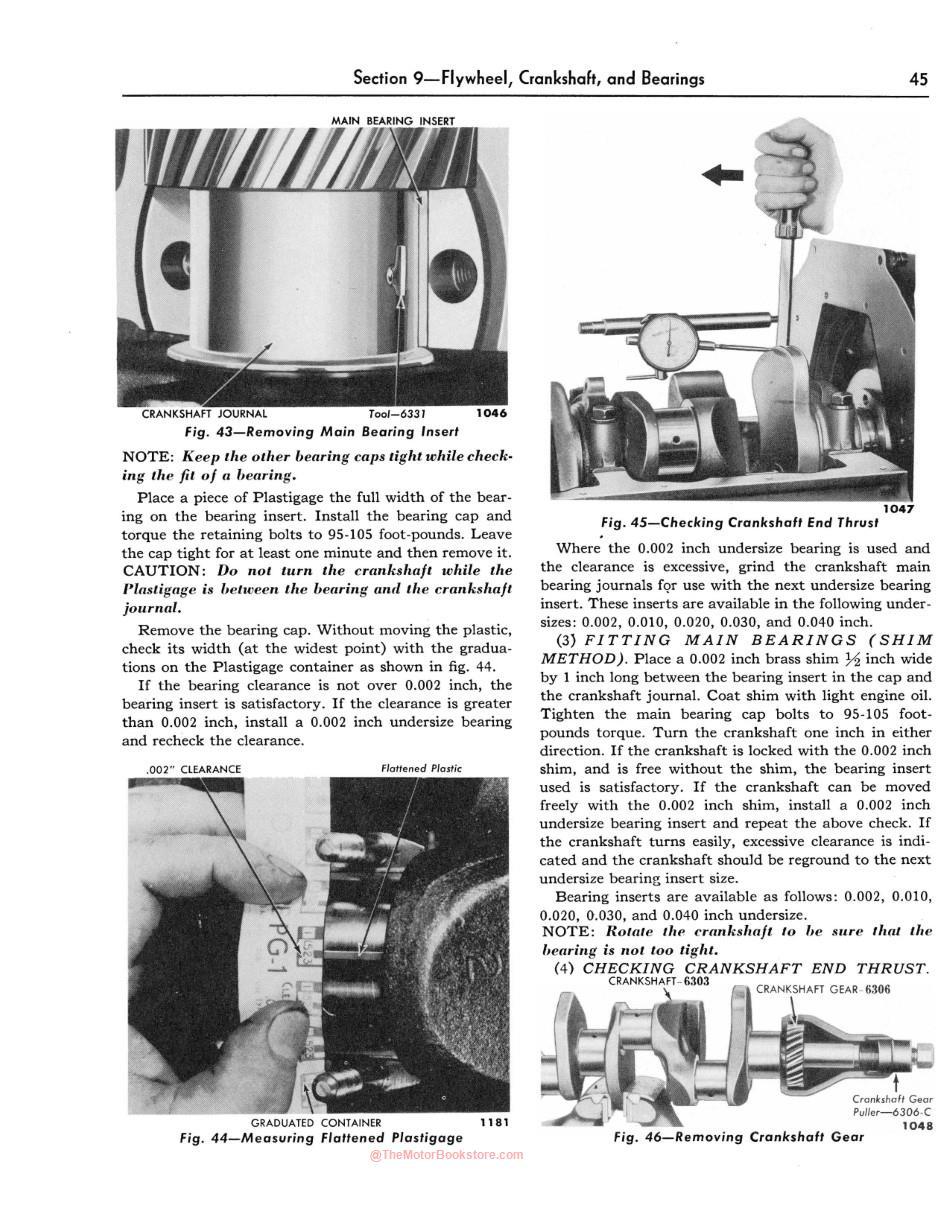 1949-51 Ford Car Shop Manual Sample Page - Crankshaft Section