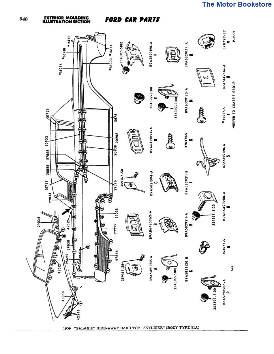 1949 - 1959 Ford Car Parts Catalog Sample Page - Illustrations