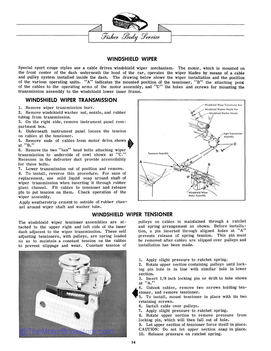 1949 Fisher Body Special Sport Coupe Service Manual Sample Page  - Windshield Wipe