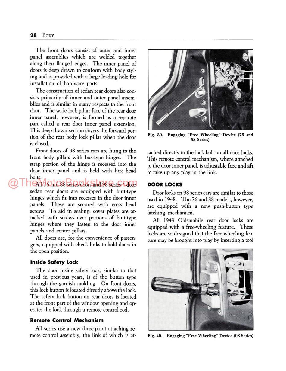 1949 Oldsmobile Shop Manual 6 and 8 Sample Page - Body Section
