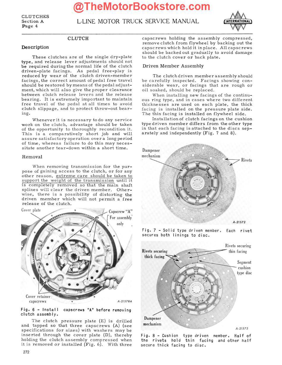 1950 -1955 International L & R Series Truck Shop Manual Sample Page - Clutches