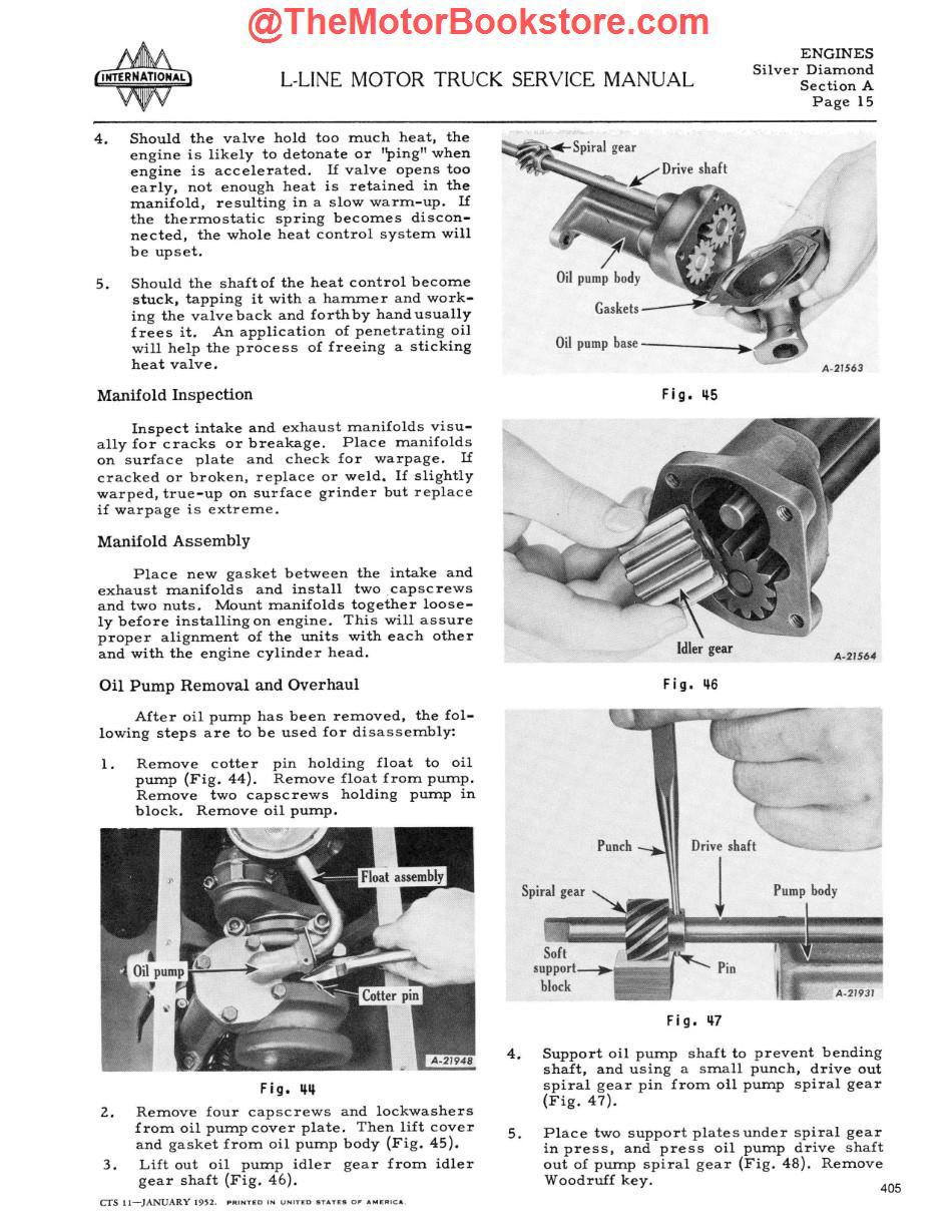 1950 -1955 International L & R Series Truck Shop Manual Sample Page - Silver Diamond Engines