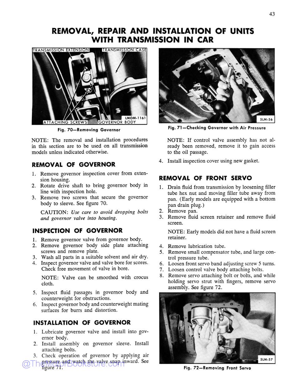 1951 - 1955 Lincoln Mercury Transmission Manual Sample Page  - Removal, Repair and Installation of Units