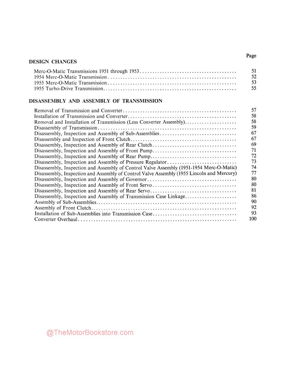 1951 - 1955 Lincoln Mercury Transmission Manual