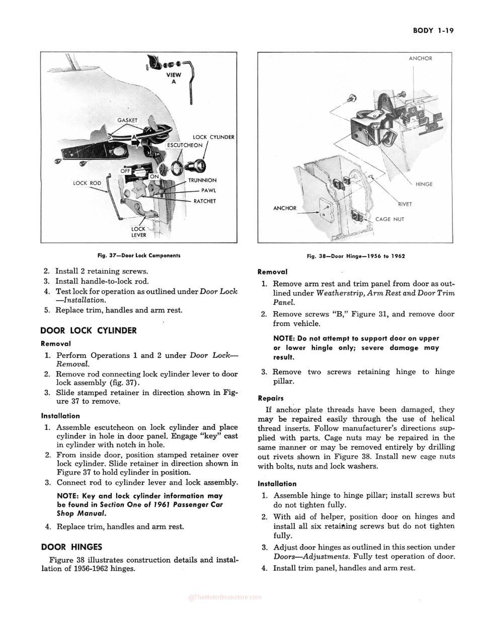 1953-1962 Chevrolet Corvette Servicing Guide Sample Page - Body Section