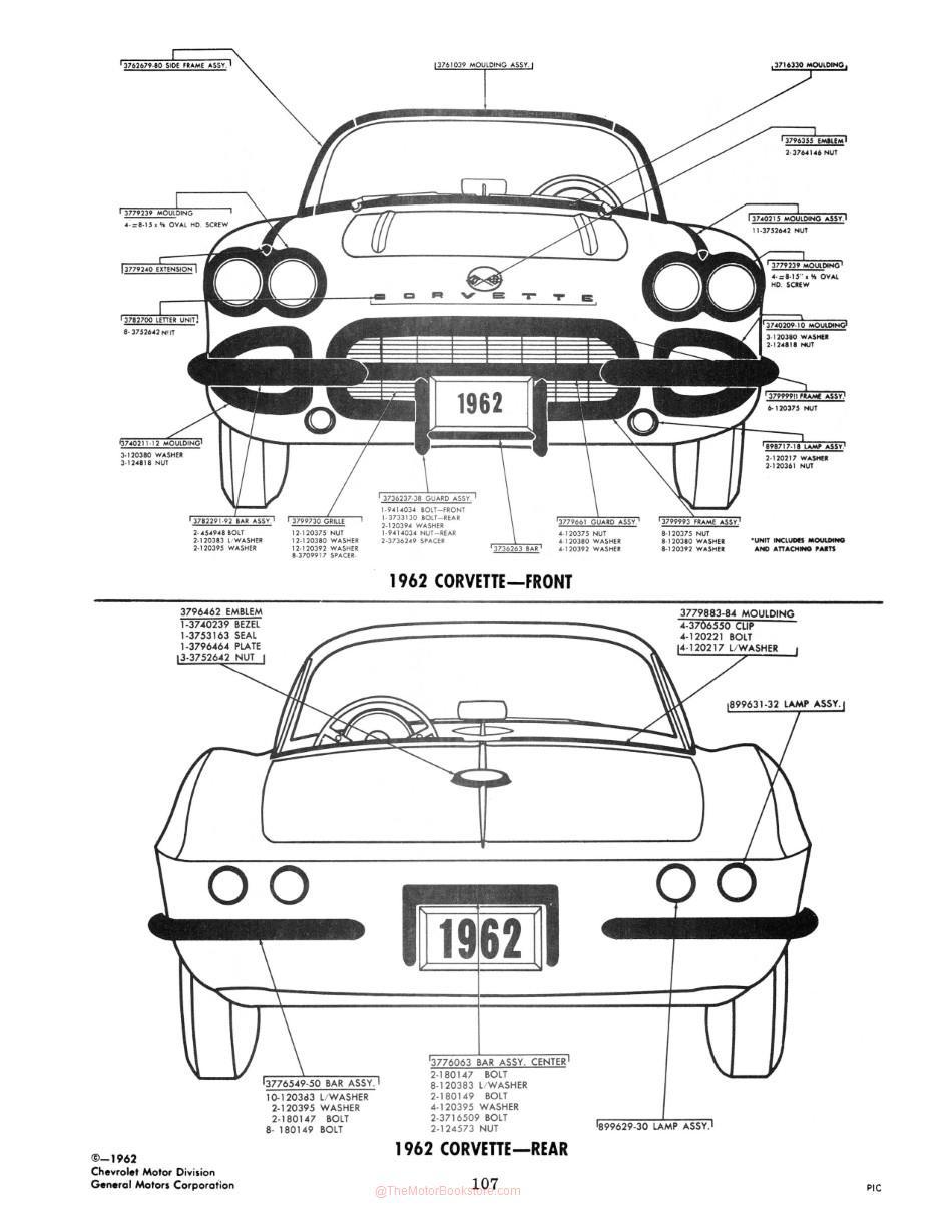 1953-1963 Chevrolet Body Moldings and Attaching Parts - 1962 Corvette