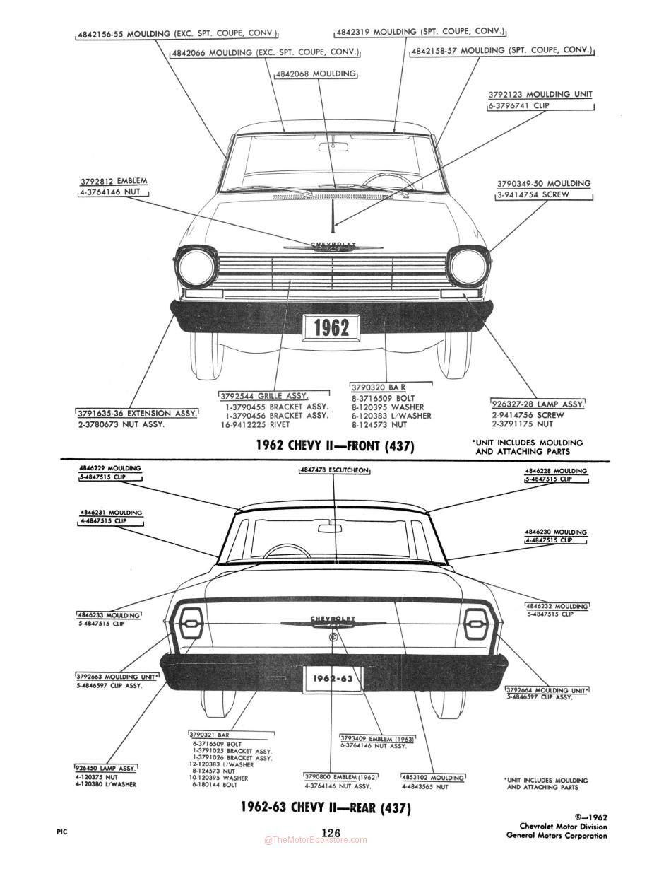 1953-1963 Chevrolet Body Moldings and Attaching Parts - 1962-63 Chevy II