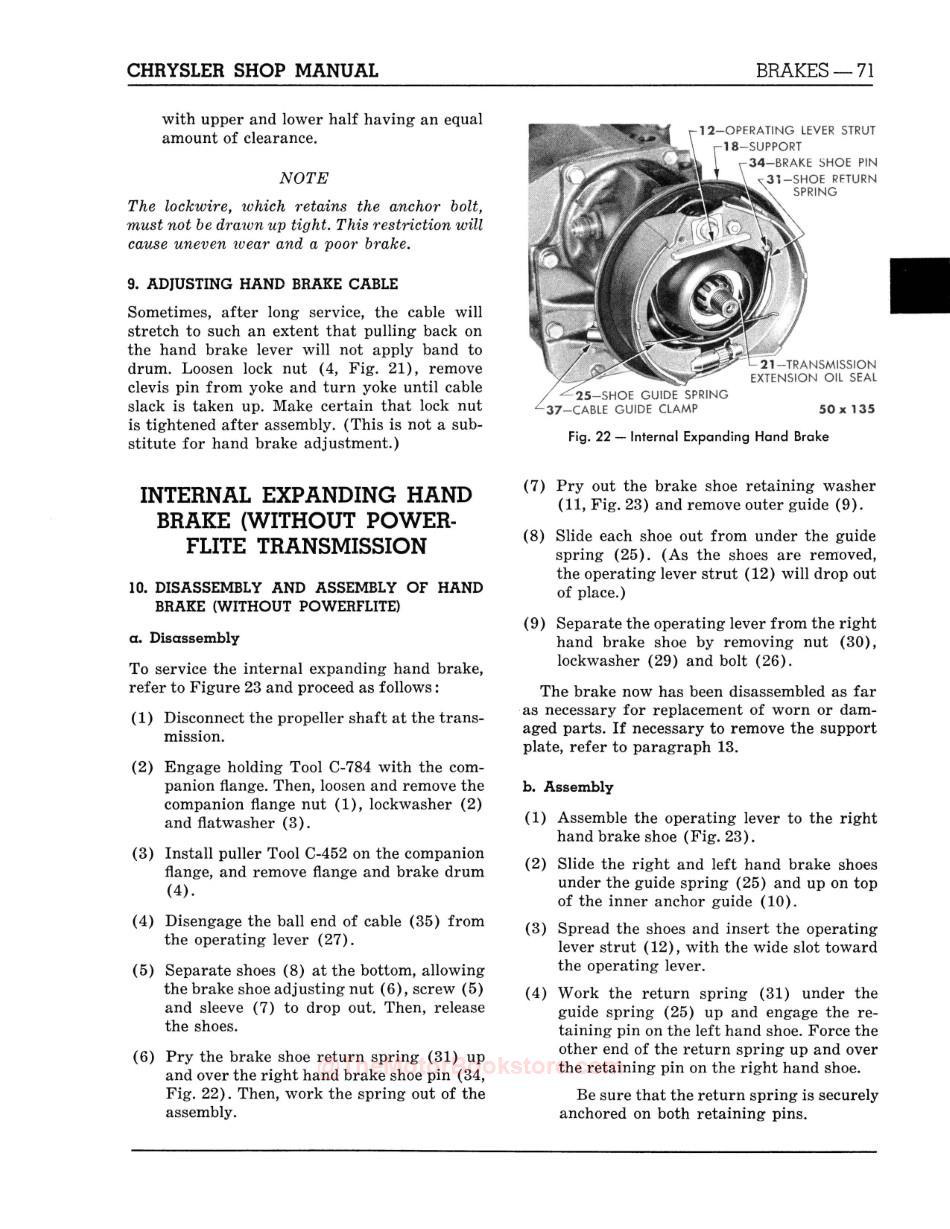 1953 Chrysler Shop ManualSample Page - Brakes