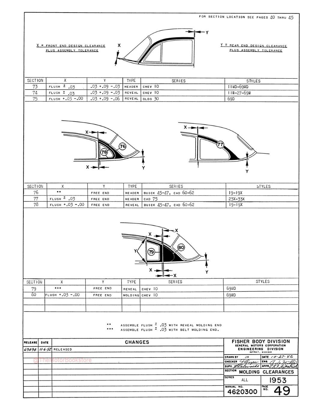 1953 Fisher Body Specifications Manual - Sample Page