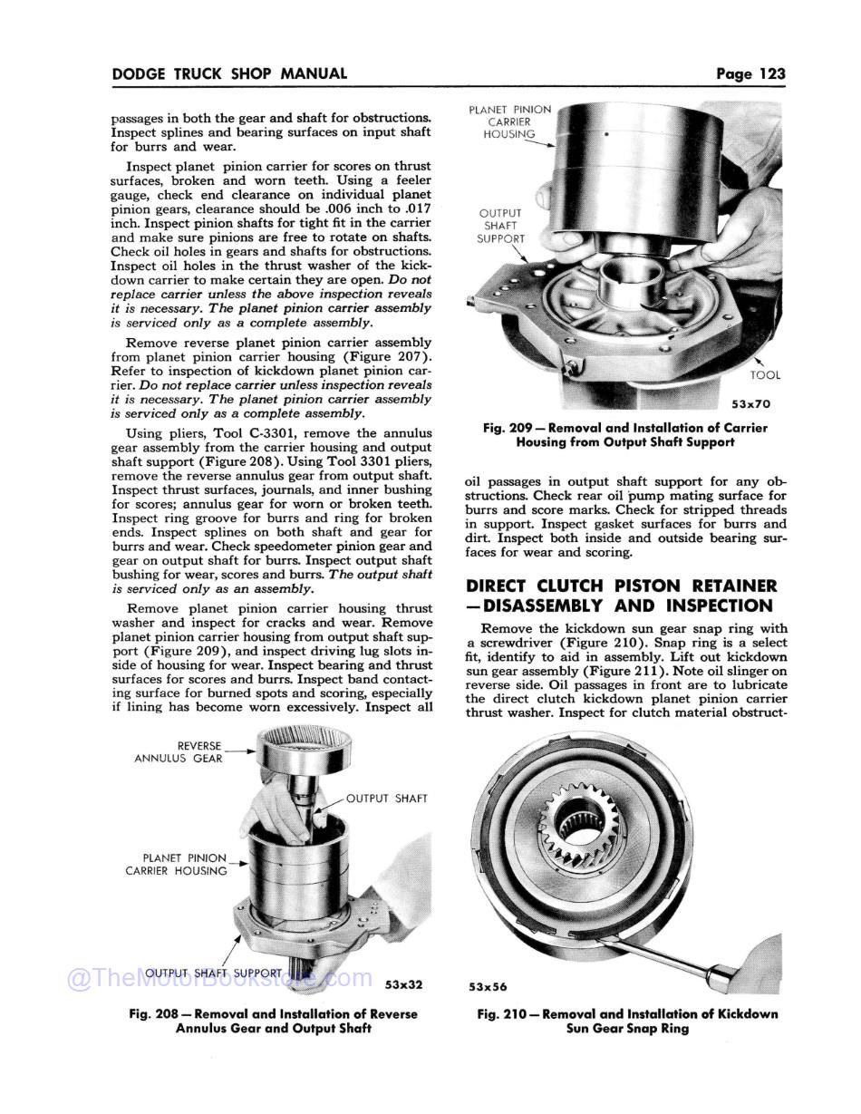1955-56 Dodge C-3 Truck Shop Manual Supplement  Sample Page  - Planet Pinion Carrier Removal