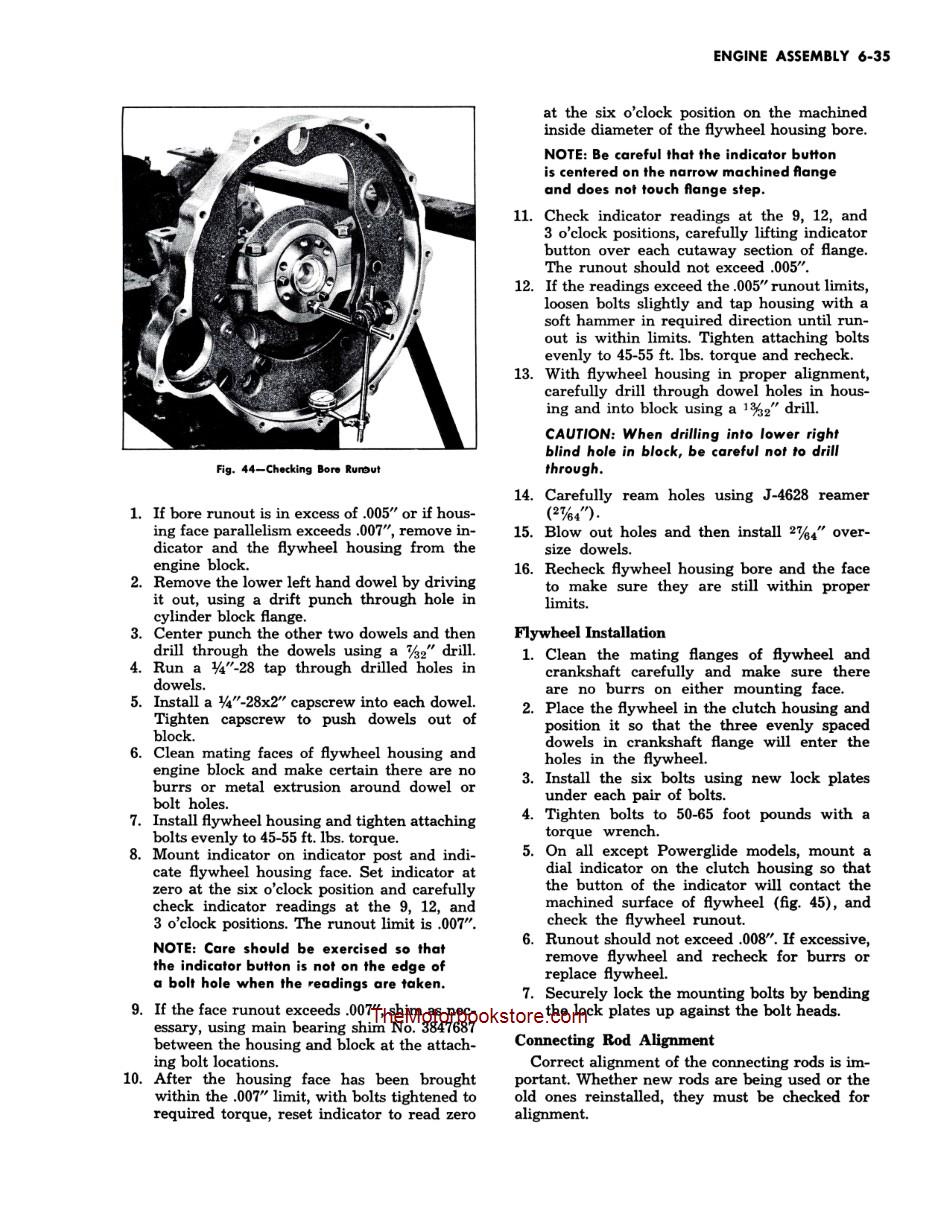 1955 Chevrolet Passenger Car Shop Manual Sample Page - Engine