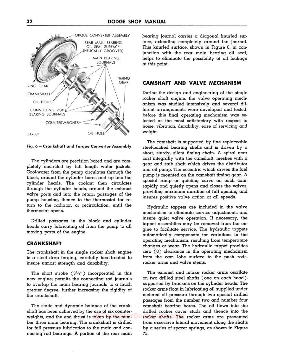 1955 Dodge Car Shop ManualSample Page - Crankshaft