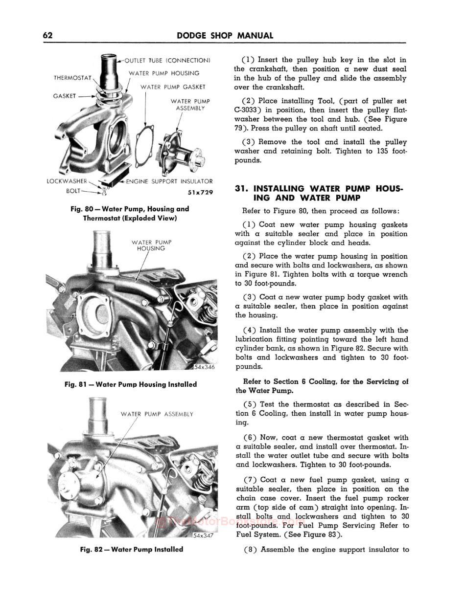 1955 Dodge Car Shop ManualSample Page - Water Pump