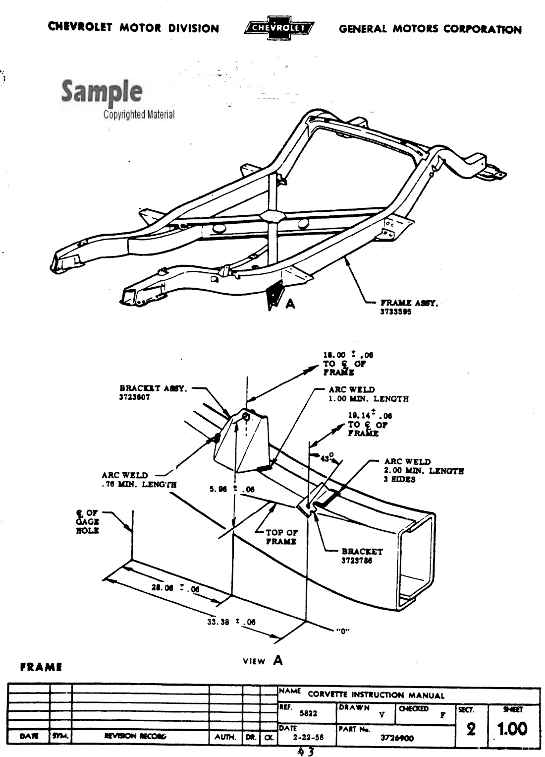 1956-1957 Corvette Factory Assembly Manual - Frame Sample Page