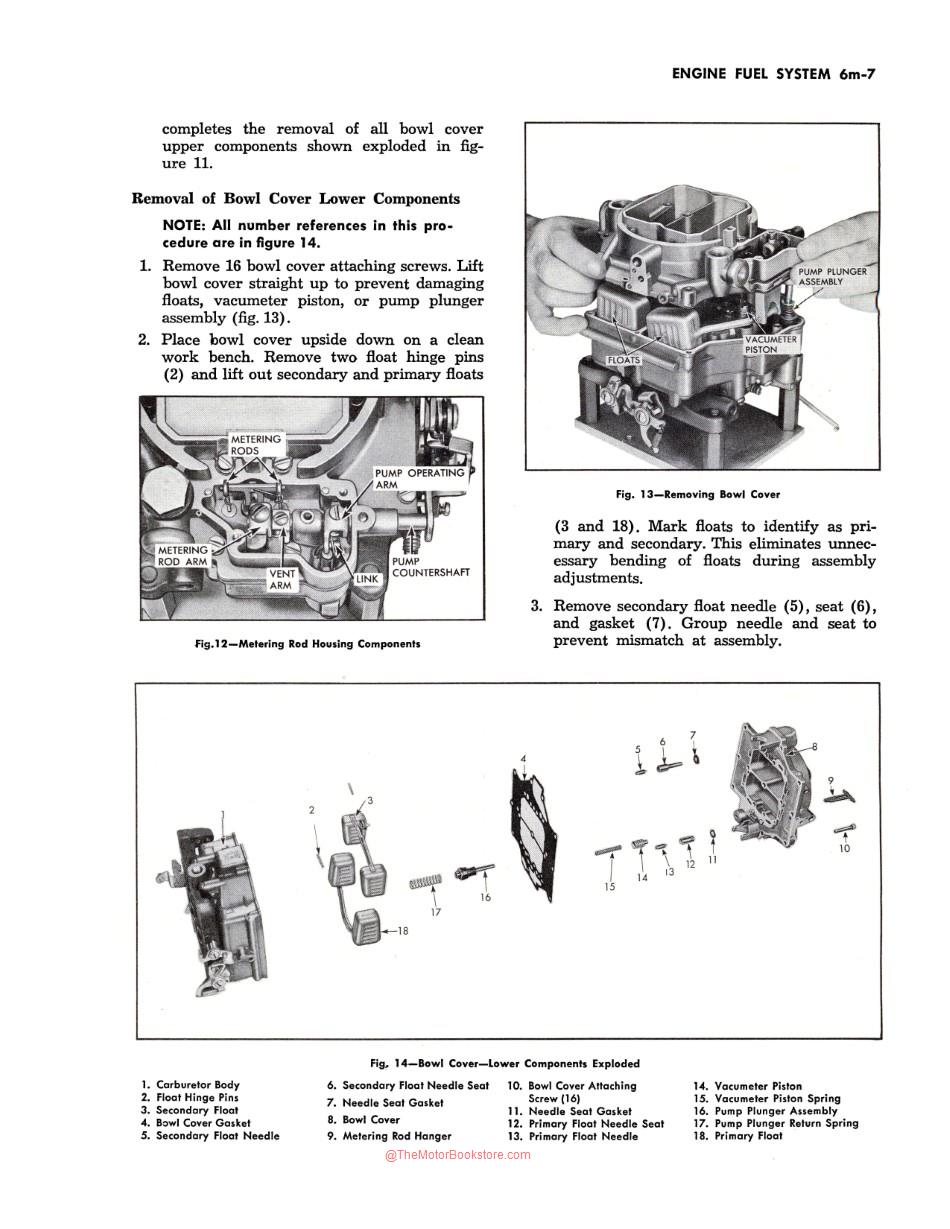1956 Chevy Shop Manual Sample Page - Carburetor Disassembly