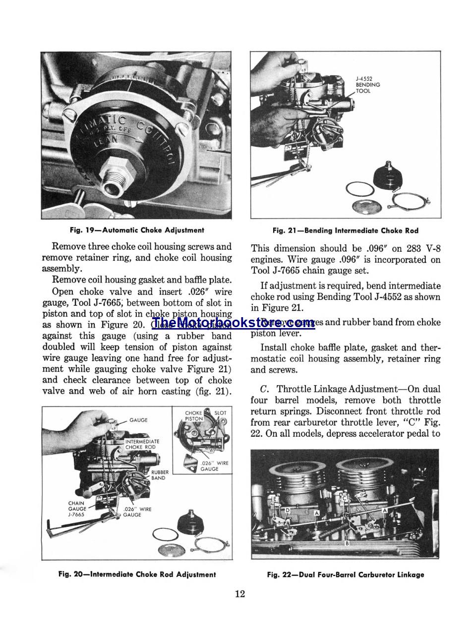 1956-1960 Corvette Chassis Service Operations Manual Sample Page - Choke