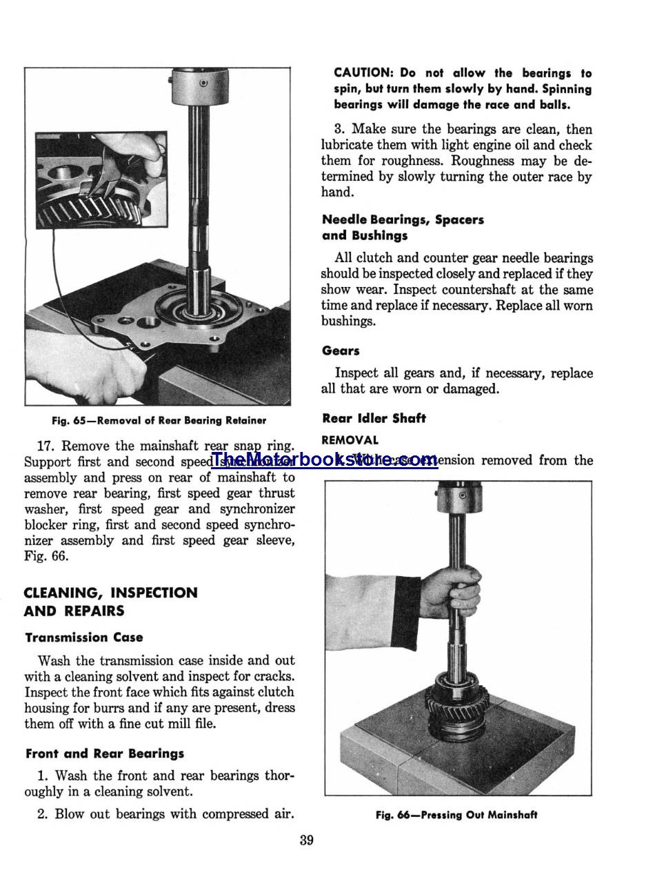 1956-1960 Corvette Chassis Service Operations Manual Sample Page - Transmission