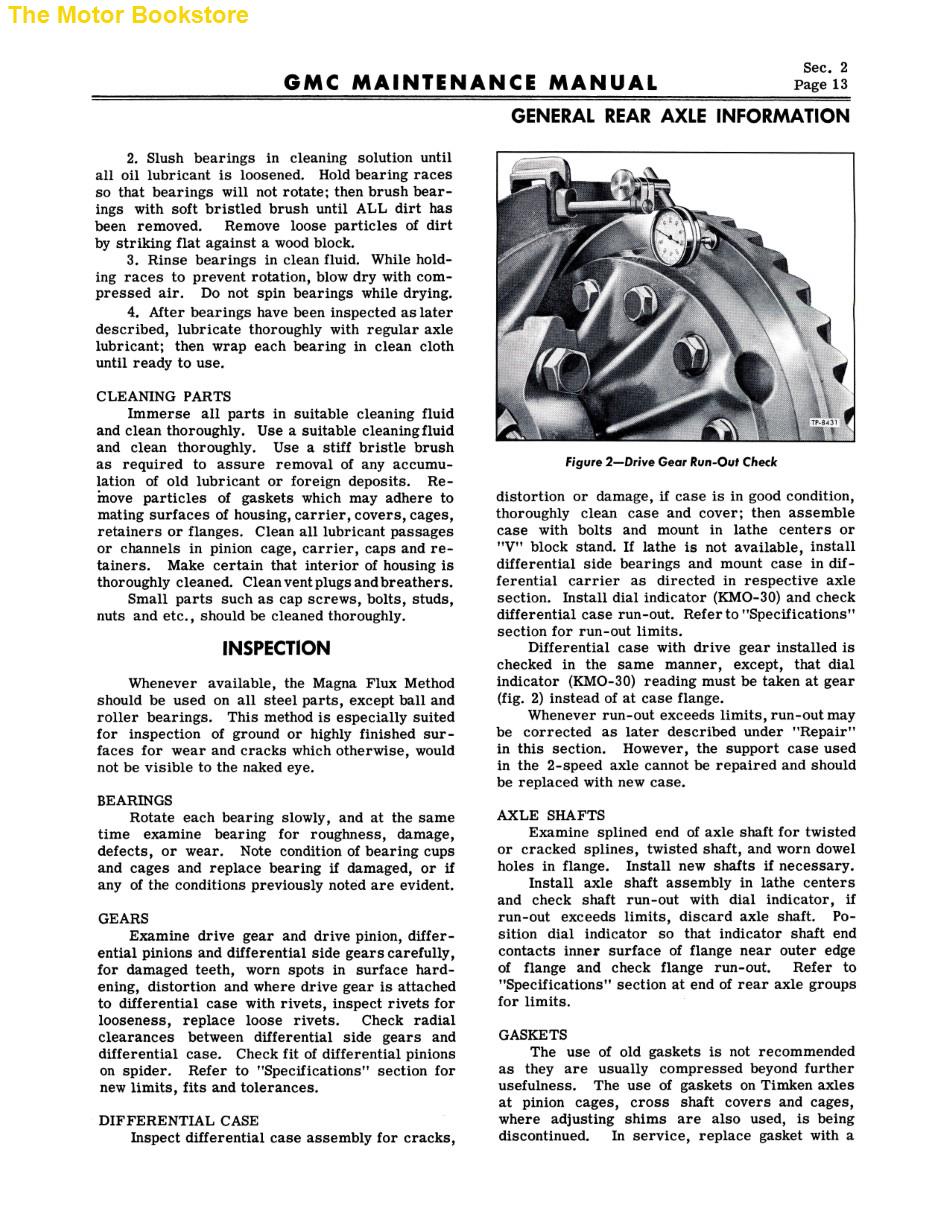 1956 GMC Truck Maintenance Manual Sample Page - Rear Axle