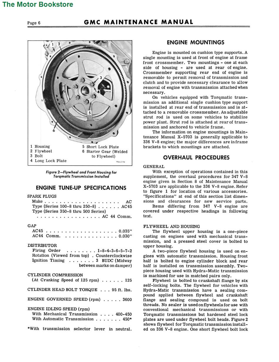 1957 - 1959 GMC Truck Maintenance Manual 100 - 500 Models Sample Page - Engine