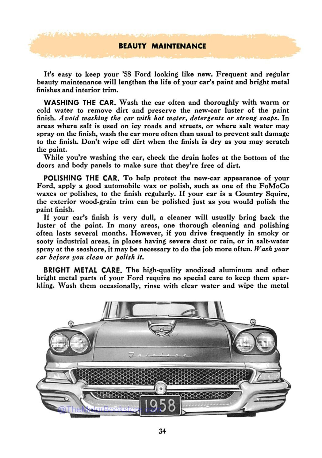 1958 Ford Owner's Manual - Sample Page