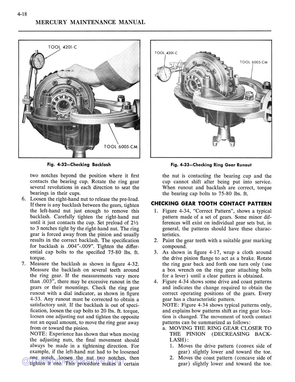 1958 Mercury Maintenance Manual Sample Page  - Gear