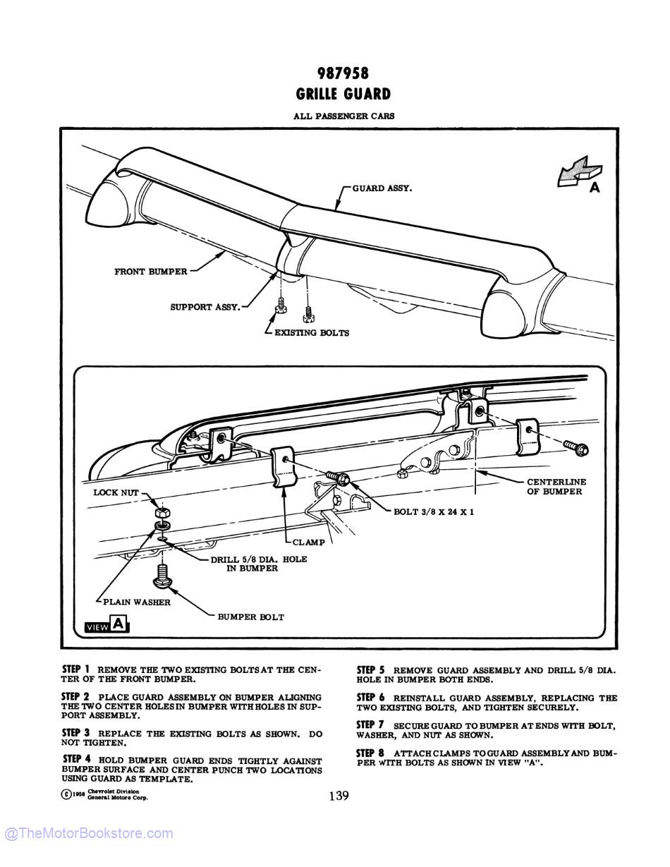 1959 Chevrolet Car, Truck Accessories Installation Reference Manual