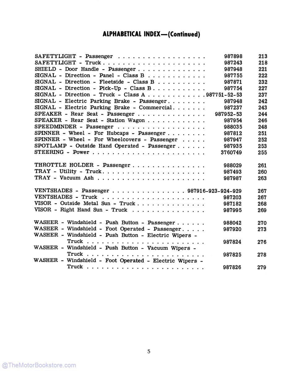 1959 Chevrolet Car and Truck Accessories Installation Reference Manual - Table of Contents 3 1959 Chevrolet Car and Truck Accessories Installation Reference Manual - Table of Contents 3