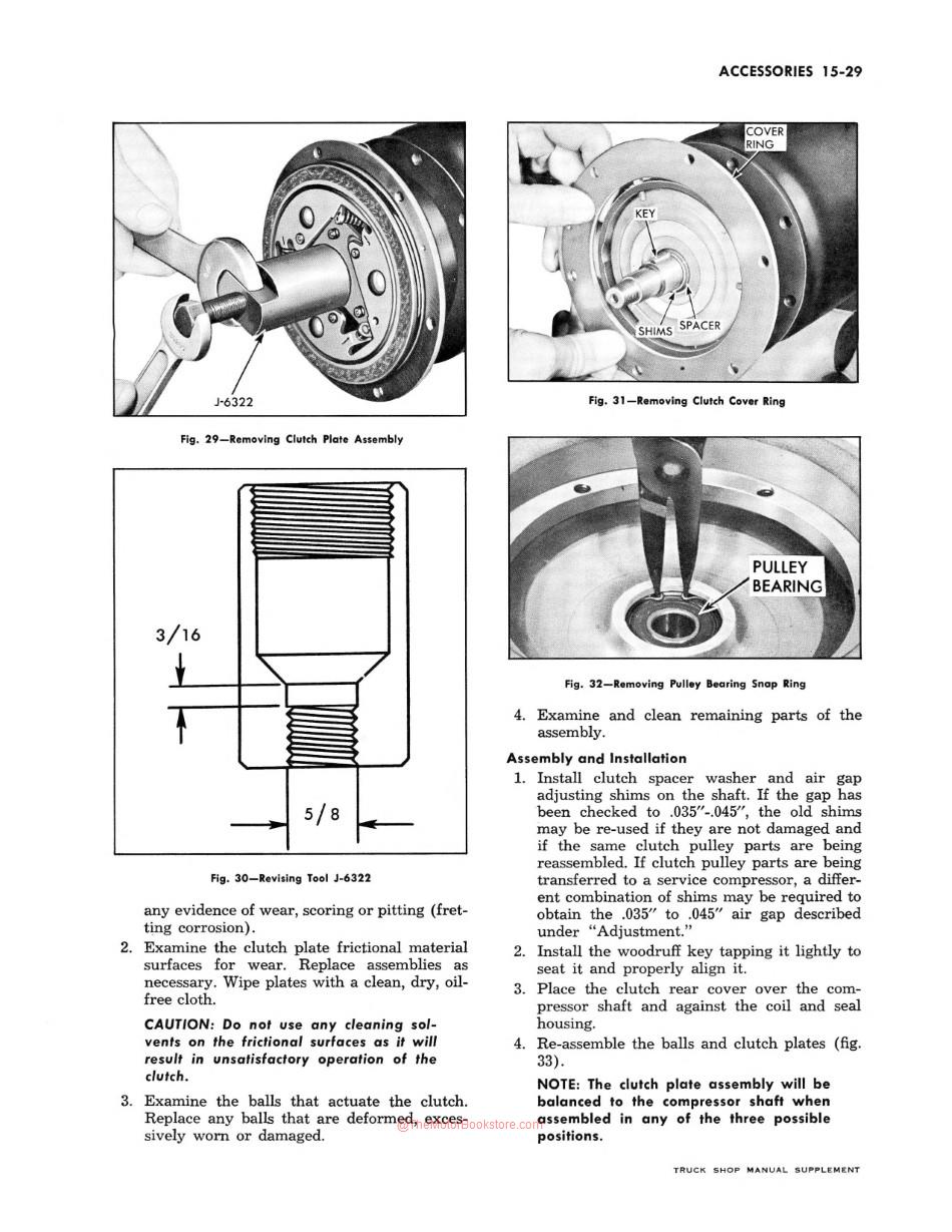 1959 Chevy Truck Shop Manual Supplement Sample Page - A/C Clutch