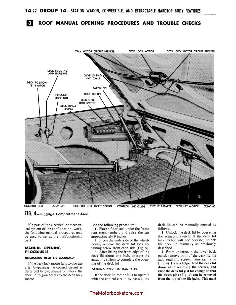 1959 Ford Car Shop Manual Sample Page - Retractable Hardtop