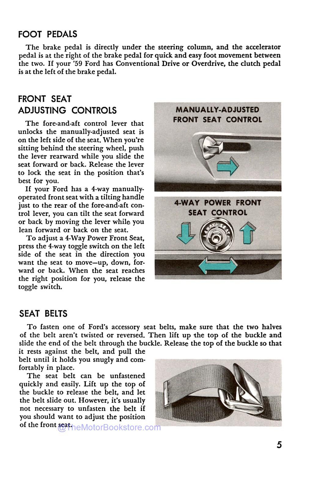 1959 Ford Car Owner's Manual - Sample Page