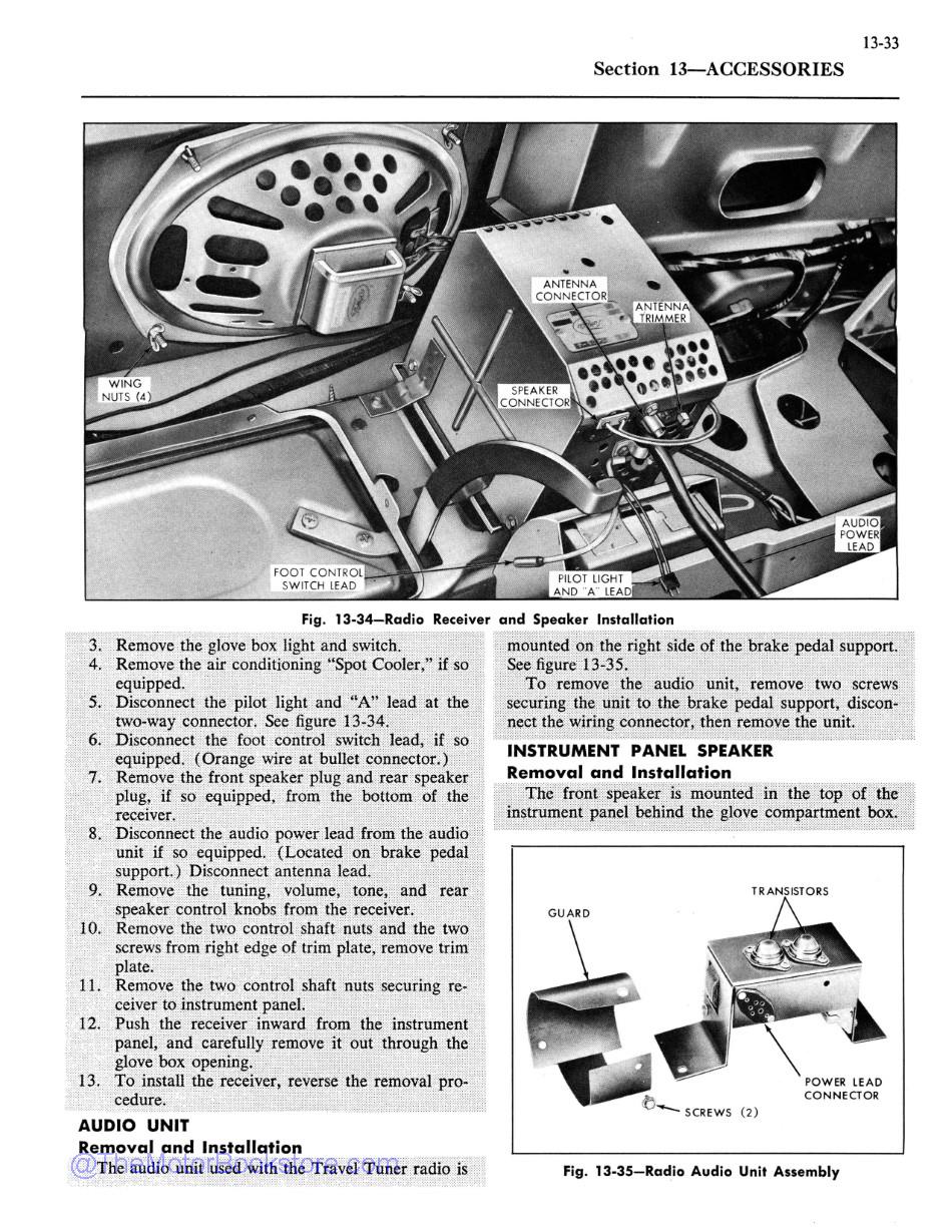 1959 Mercury Maintenance Manual Sample Page  - Accessories
