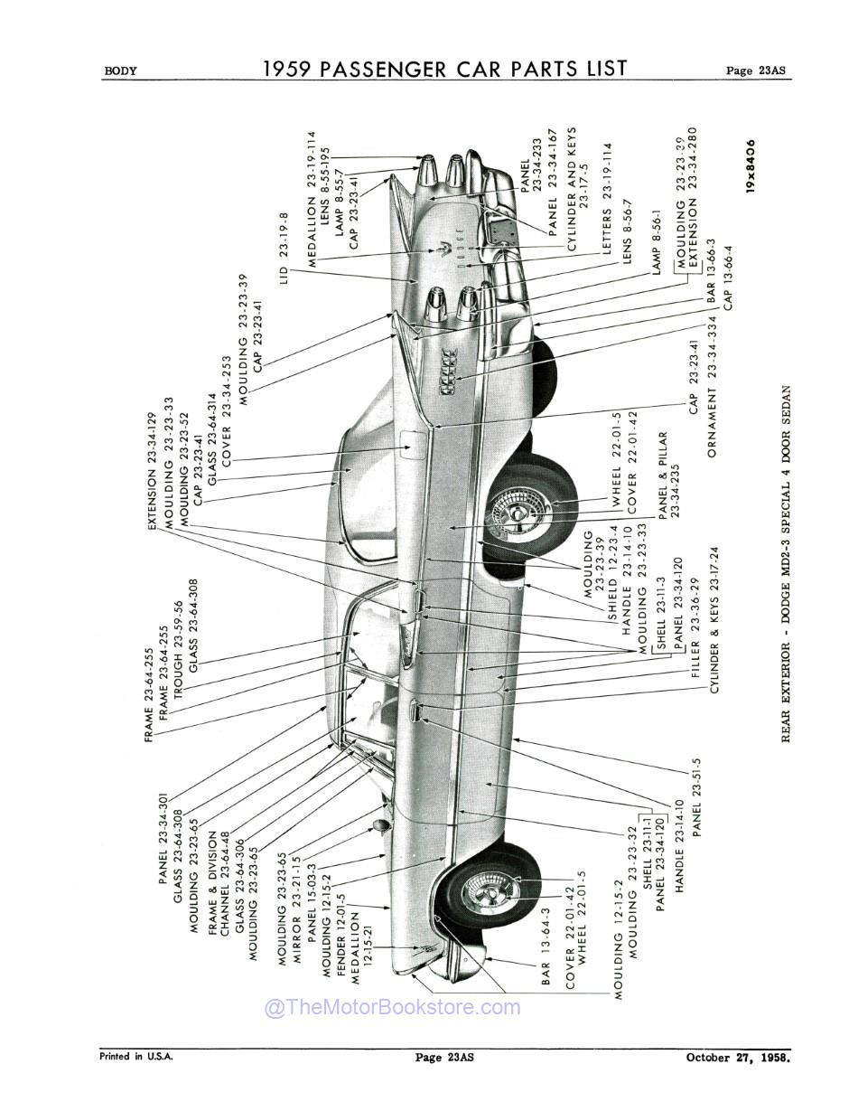 1959 Mopar Parts Catalog Sample Page - Dodge Rear Exterior