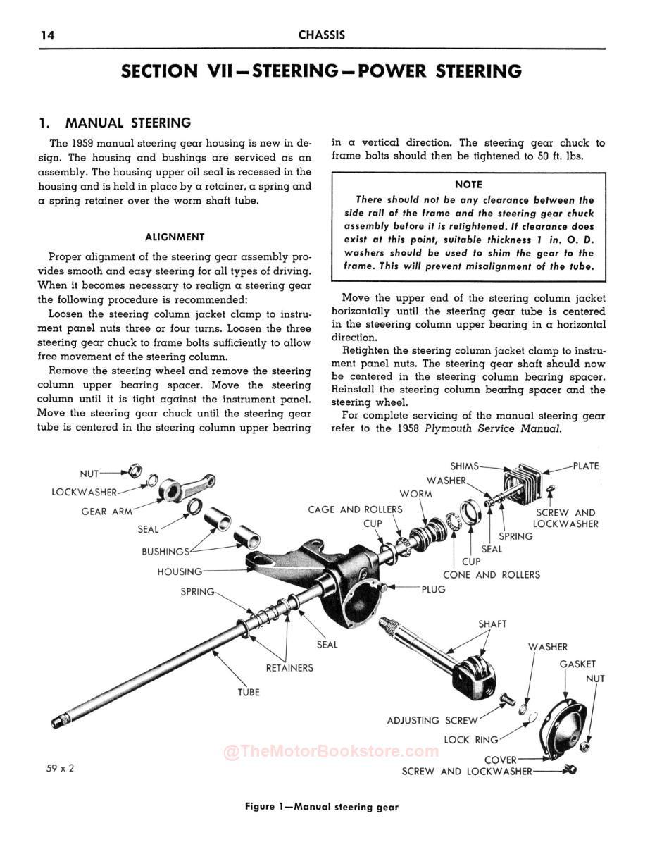 1959 Plymouth Service Manual SupplementSample Page - Steering