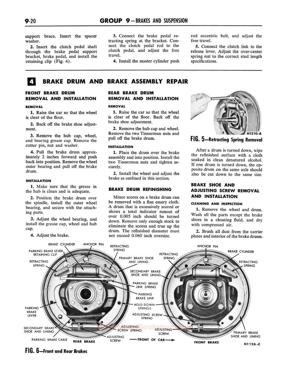 1960 - 1961 - 1962 Ford Falcon Shop ManualSample Page - Brakes