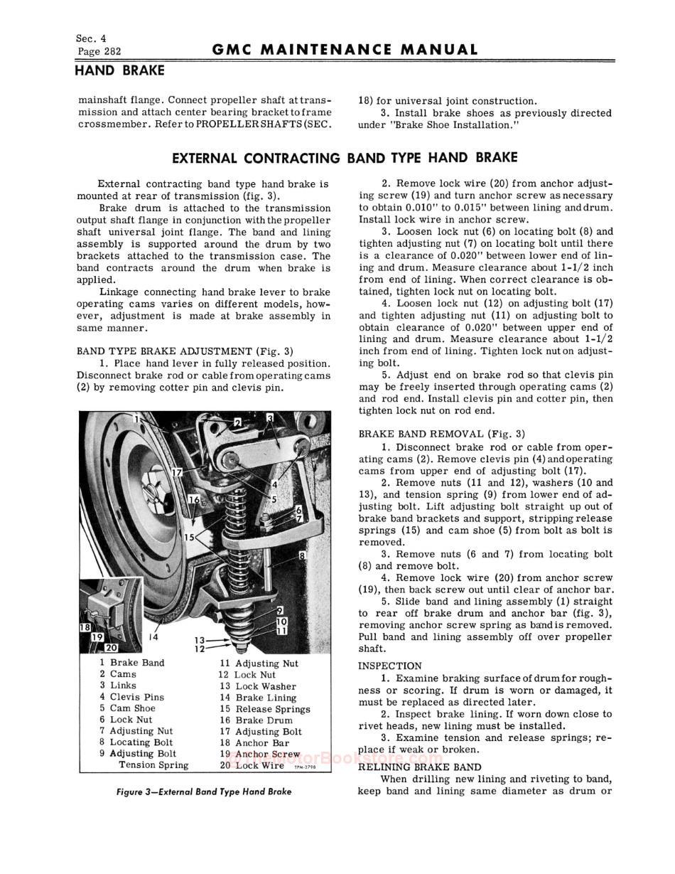 1960 - 1961 GMC 1000-5000 Shop ManualSample Page - Hand Brake