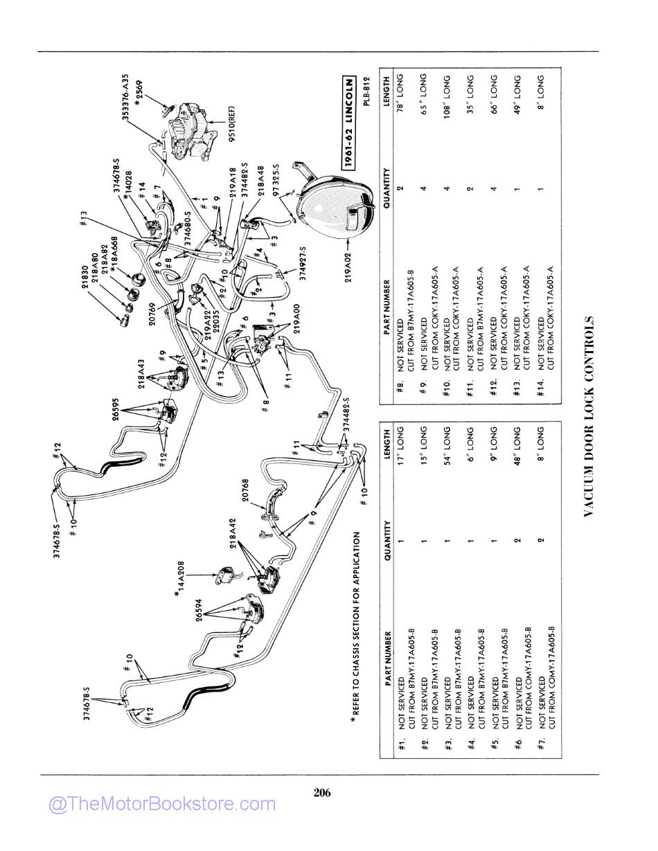 1960 - 1963 Lincoln Mercury Body Parts Sample Page  - Vacuum Door Lock Controlst