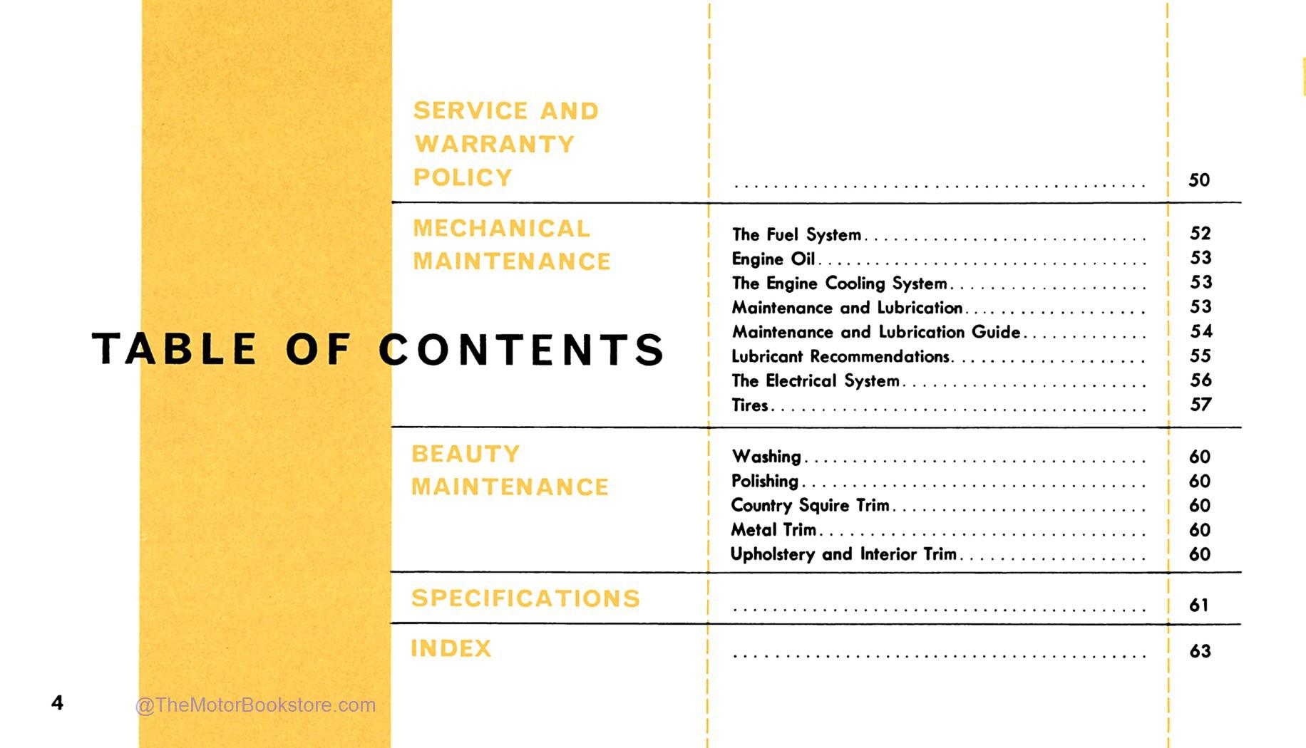 1960 Ford Owner's Manual - Table of Contents 3