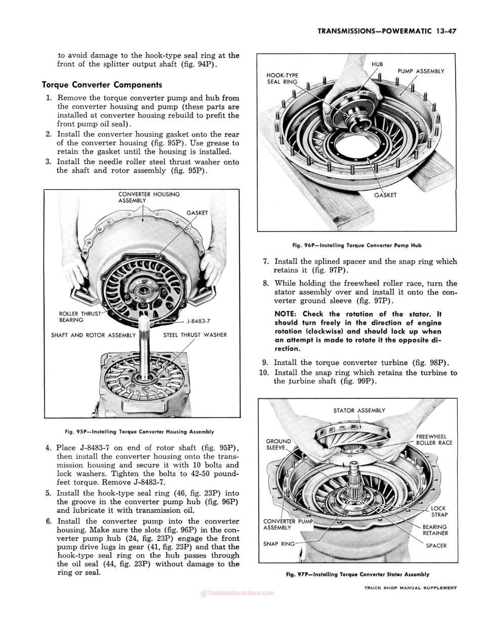 1960, 1961, 1962 Chevrolet Truck Shop Manual Supplement Sample Page - Powermatic Transmission Section